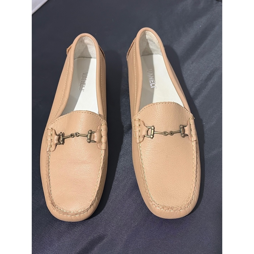 Vaneli Sargon Beige Leather Horsebit Driving Loafers Womens 9.5 B Brazil